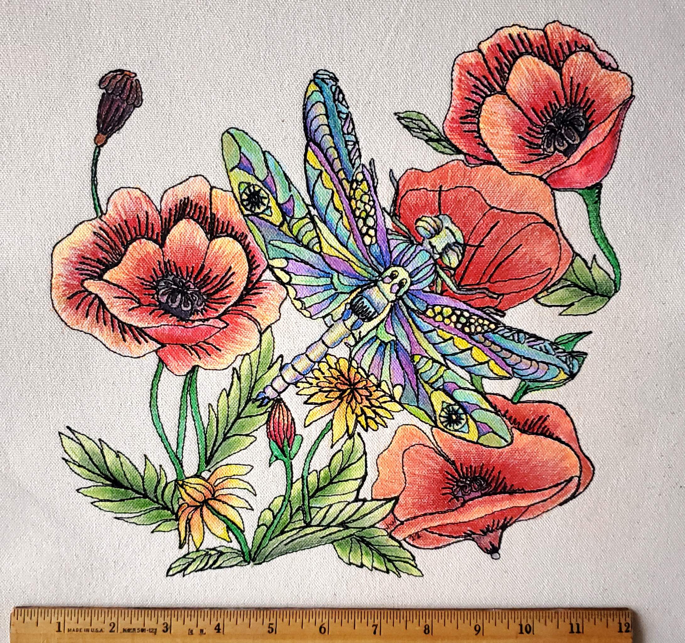 Poppy-dragonfly-AcuSketch-oversized-embroidery-Jennifer-Wheatley-Wolf